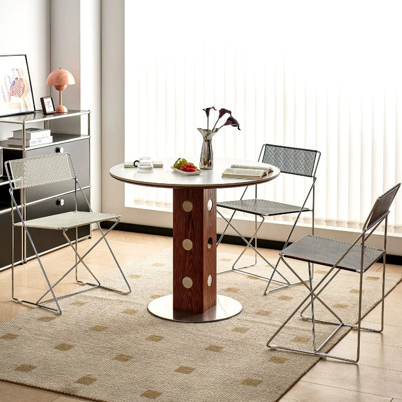 Korean Iron Dining Chair with Backrest Modern Minimalist Stackable Chair for Kitchen Designer Creative Metal Seat for Restaurant