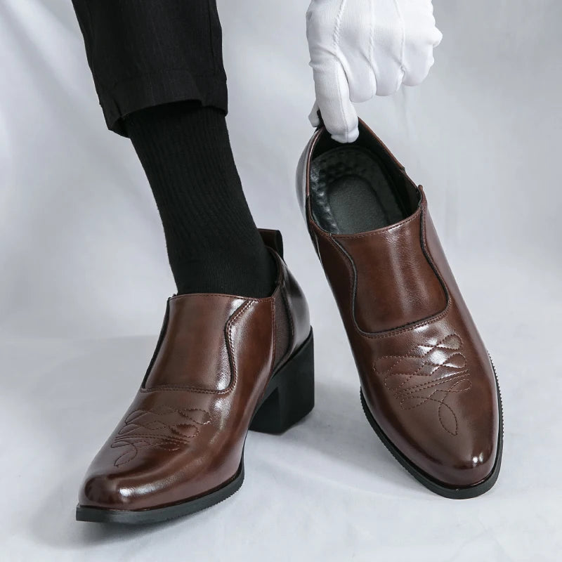Spring New Men's Height Increased By 6 Centimeters Comfortable Leather Shoes Fashionable Business Attire Groom's Wedding Shoes