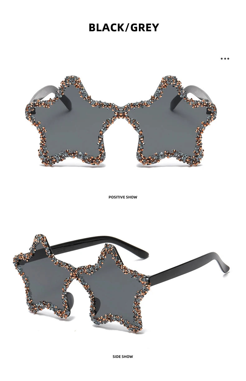 Luxury Diamond Star Shape Sunglasses Women Trends Rhinestone Shiny Sun Glasses Ladies Punk Rimless Style Eyewear gafas de sol