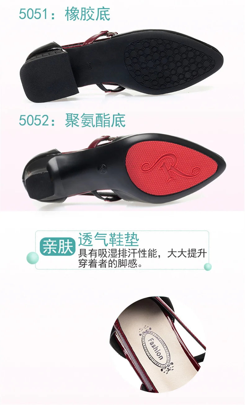 2024 Soft Leather Sandals Women Spring Summer Fashion Pointed Tip Single Shoes Low-Heel Hollow Buckle Ventilate Office Gentle