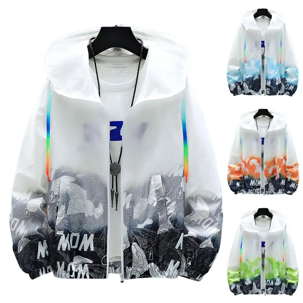 Ultra-light Trendy UV Protection Quick Drying Windbreaker Anti-wrinkle Windbreaker Jacket Gradient Print Daily Clothing