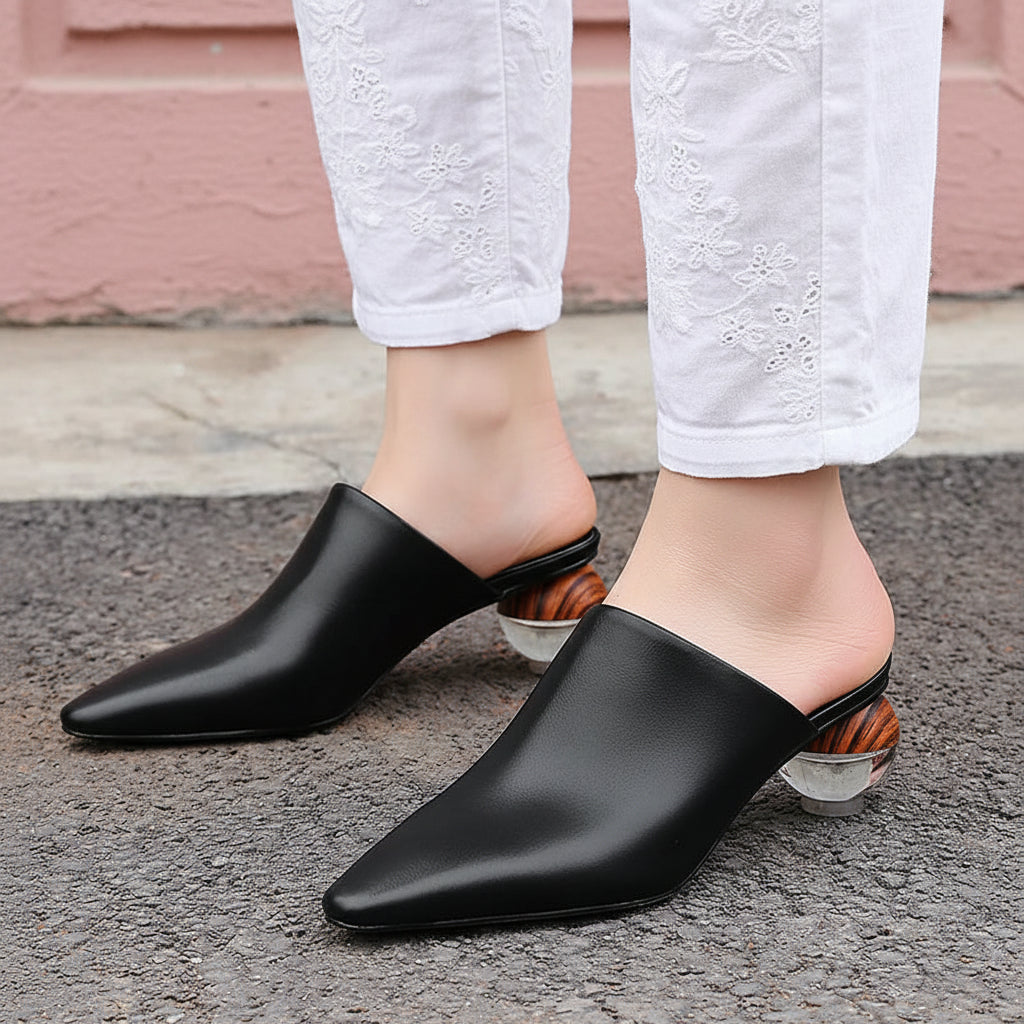 2025 Summer Fashion New Muller Shoes Women European Fashion Station Baotou Slippers Half-supported Outdoor Sandals Fashion Shoes