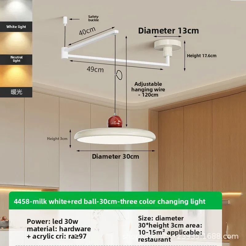 Movable Rocker Arm Restaurant Chandelier Modern Simple Table Light Advanced French Full Spectrum Eye Protection Light
