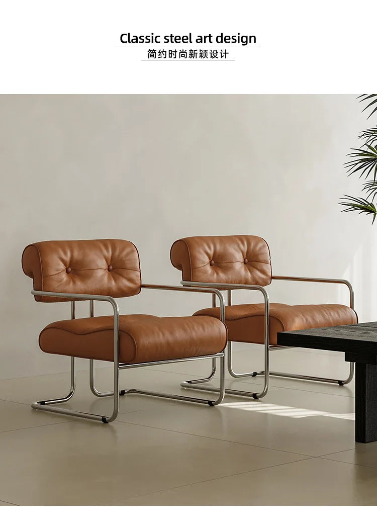 Single Chair Lounge Dining Chair Stainless Steel French Negotiation Balcony Lounge Chair