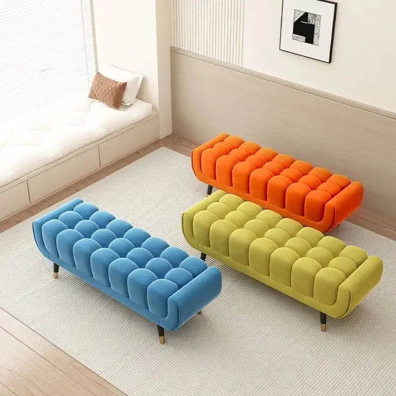 Living Legs  Luxury Entryway Tapered Velvet Bedroom Tufted Bench for Bench Room Upholstered Plump Cushion