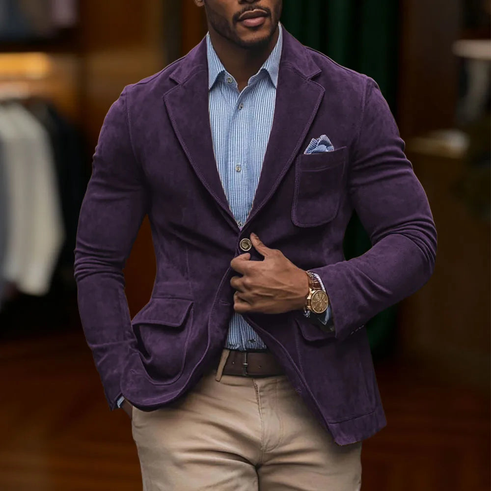 chamois leather Man Blazers Single breasted Suit Jacket Men's Outdoor Casual Sports Slim fit Coat Brown men's top