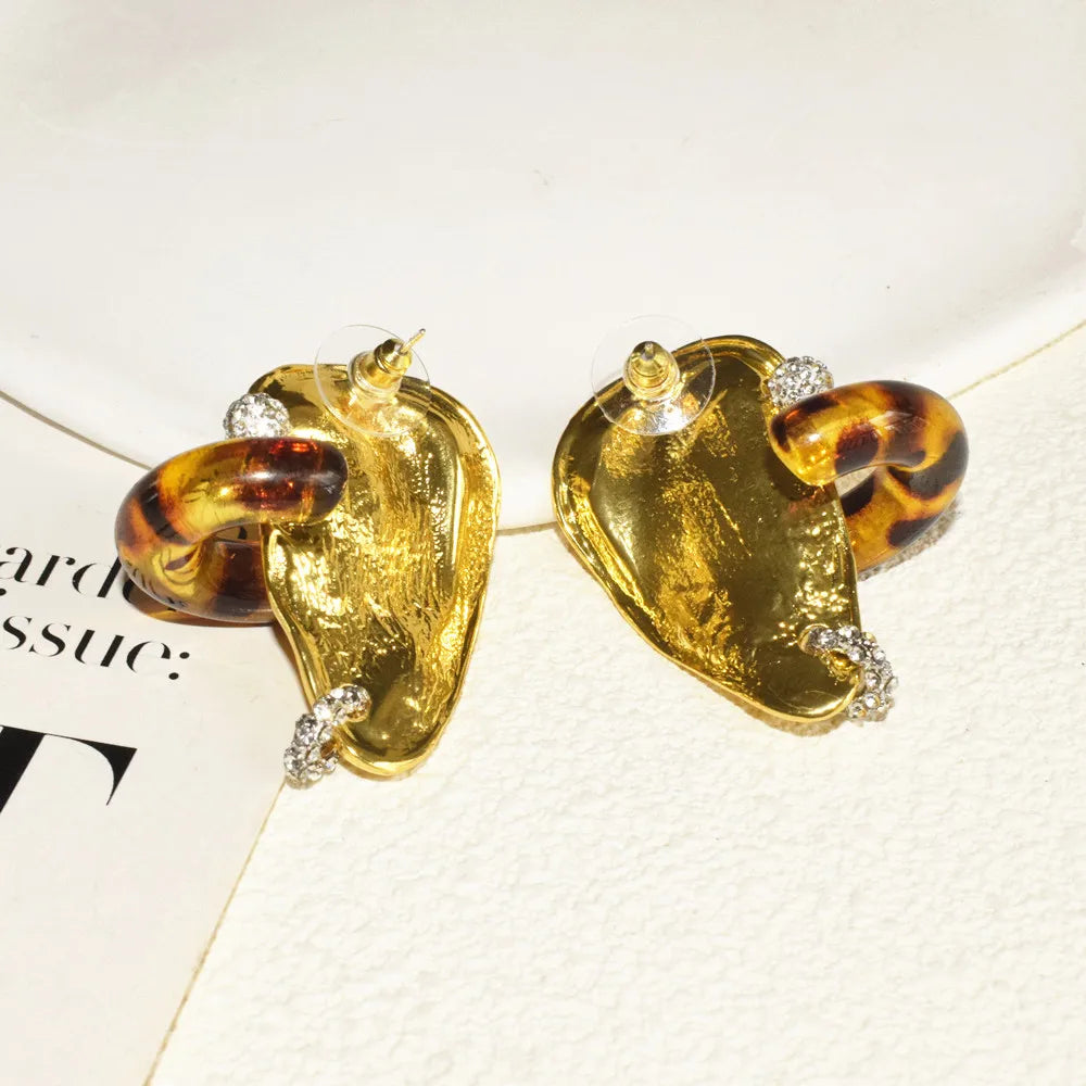 Exaggerated Metal Alloy Ear's Shaped Stud Earrings For Women Fashion Jewelry Trendy Party Show Collection Earrings Accessories