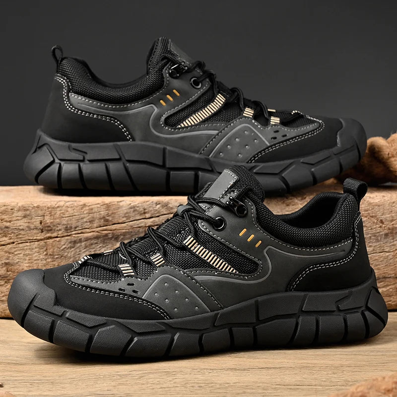 Fashionable Men Comfortable Lace Up Anti-collision Casual Sports Shoes Outdoor Men Breathable Anti Slip Soft Soled Hiking Shoes