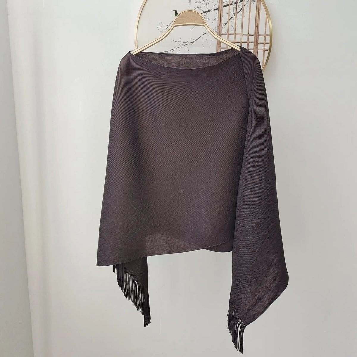 ALSEY Miyake Pleated Fringe Sleeveless Simple Shawl Jacket Autumn Spring New Light Luxury Solid Color Irregular Tops for Women's