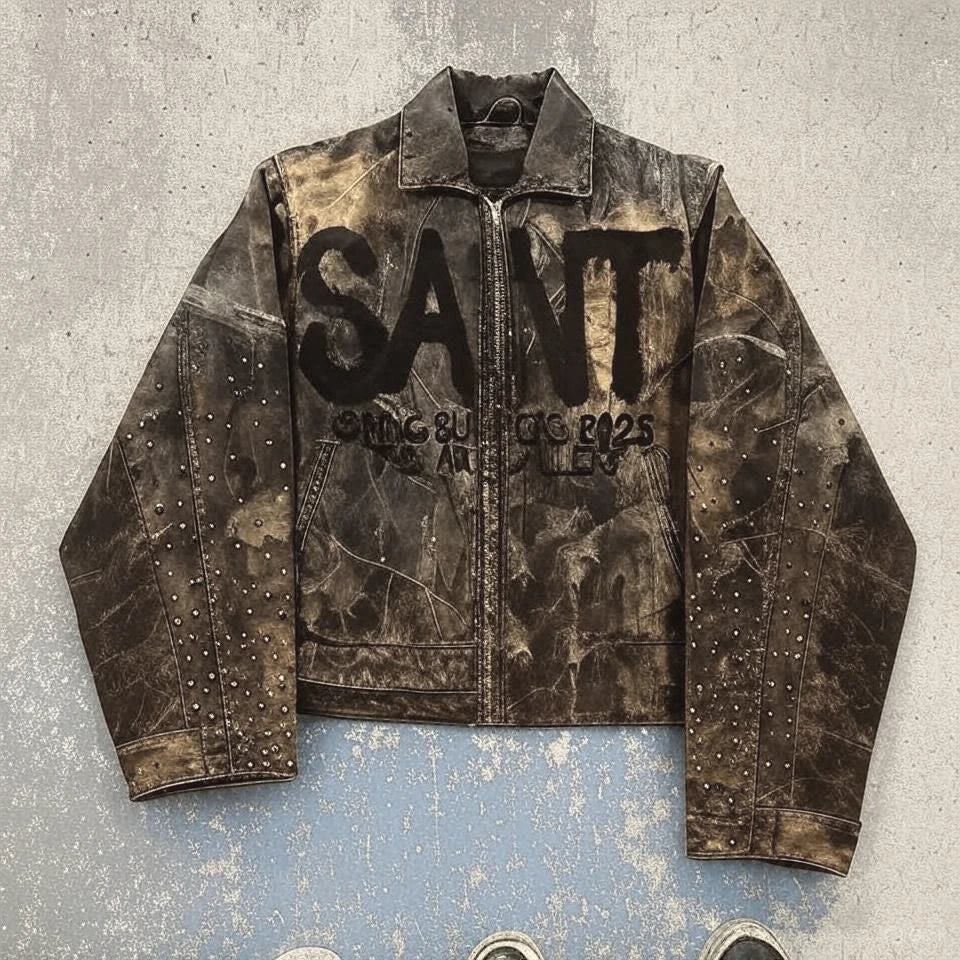 Y2K Retro Camouflage Leaf Jacket for Men and Women Harajuku Hip Hop Style Oversized Casual Coat Letter Cool Streetwear Outerwear