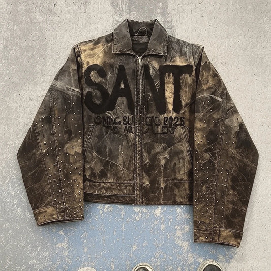 Y2K Retro Camouflage Leaf Jacket for Men and Women Harajuku Hip Hop Style Oversized Casual Coat Letter Cool Streetwear Outerwear