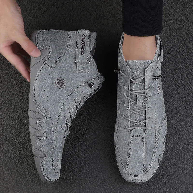 Men's Genuine Leather Shoes Ankle Boots 2024 Men Sneakers Outdoor Light Lace-Up Casual Shoes Fashion Loafers Winter Warm Boots