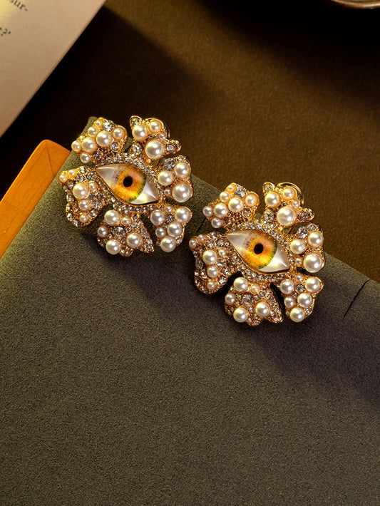 1 Pair of Vintage European and American Exaggerated Devil's Eye Flower Exquisite Earrings, Niche Style, Suitable for Women's Daily Wear, Party Wear, and as a Birthday Gift