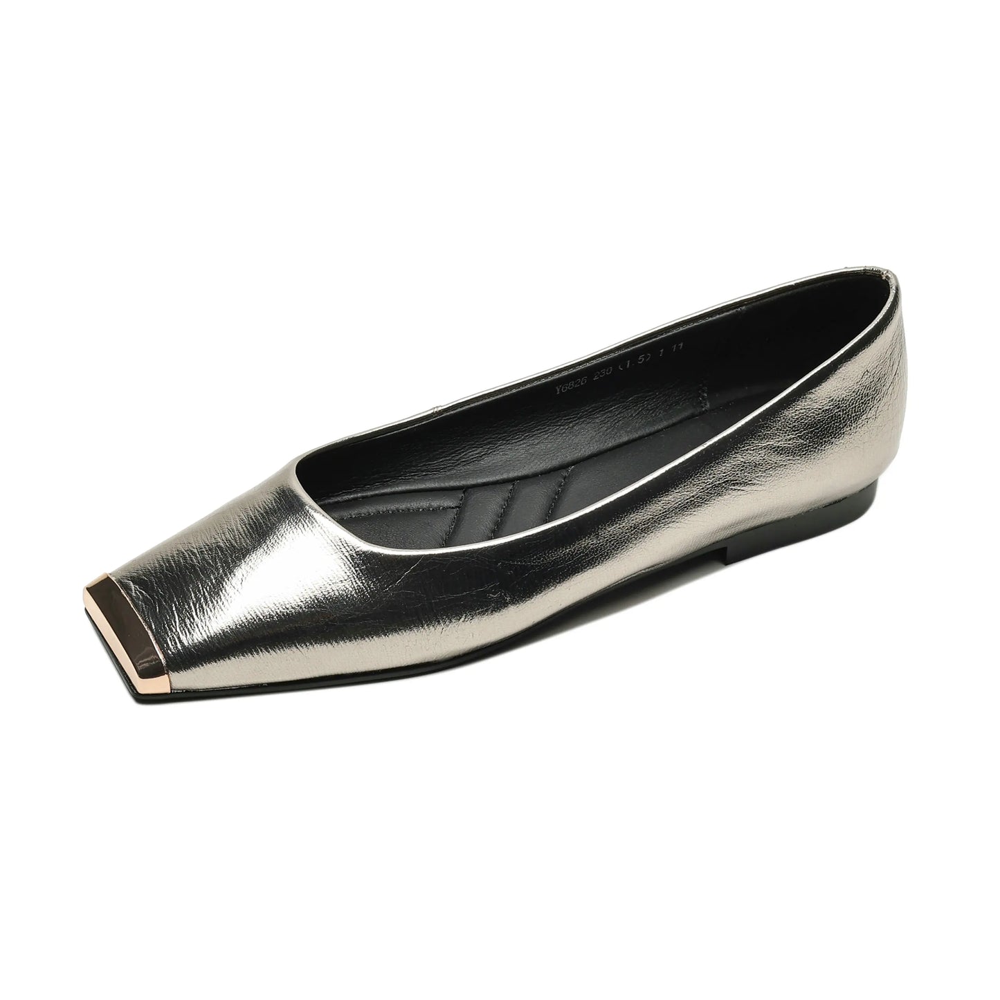 Fashion Genuine Leathe Pumps Women Metal Head Shallow Slip On Flats Office Ladies Low Heel Sheepskin Leather