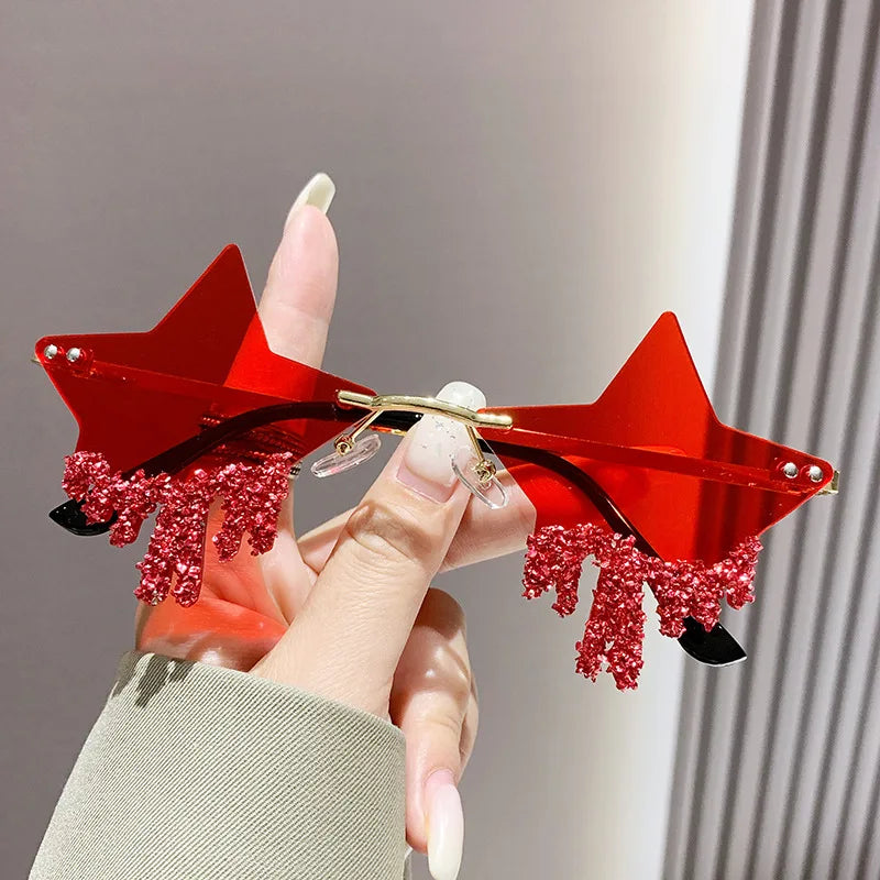 Shiny Luxury Diamonds Sunglasses Women Men Trends Punk Rimless Sun Glasses Female Personality Rhinestone Eyewear Shades UV400