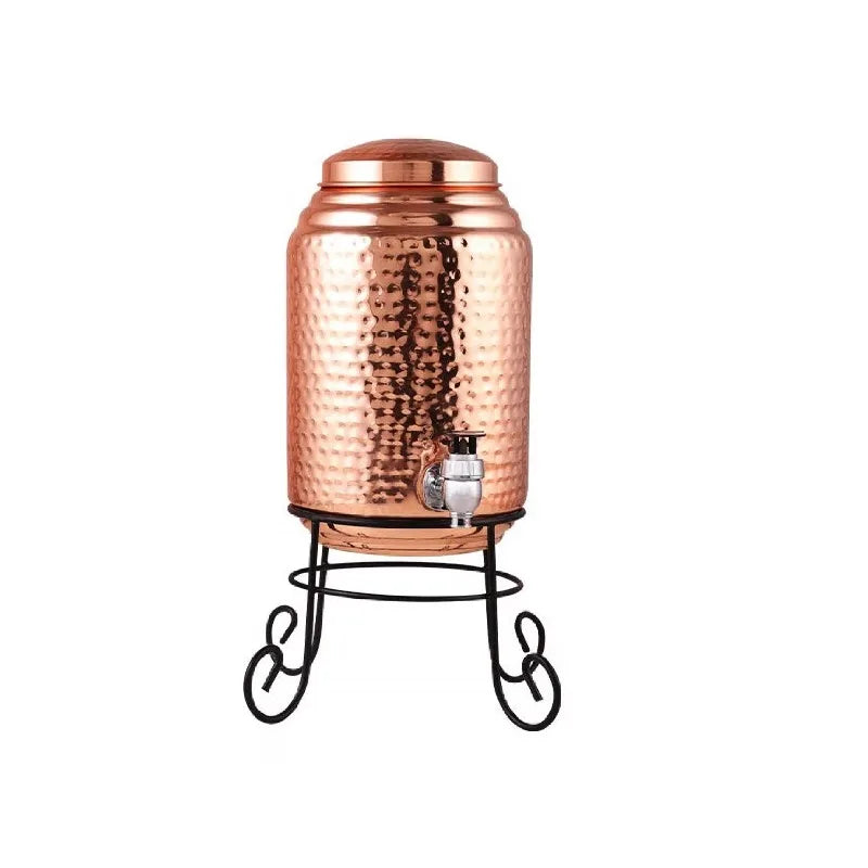 Ayurvedic. 100% copper water dispenser with base hammer design 5 liters
