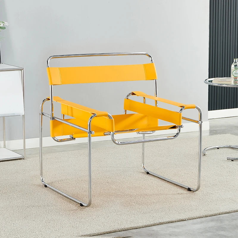 Wassily Chair Modernist Minimalist Accent Seat Designer Leather Armchair for Living Room Ins Single Sofa for Bedroom