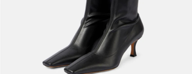 Ods Luxury Brand Black High Boots Women Heels Over the Knee Boot Sexy Zipper Nightclub Ladies Long Latex Shoes Big Size4143 4546