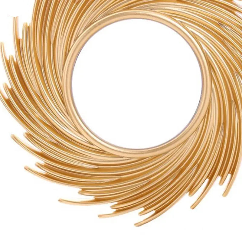 Sun Shape Decorative Mirror Room Background Wall Decorative Mirror Rattan Innovative Art Decoration Round Makeup Mirror