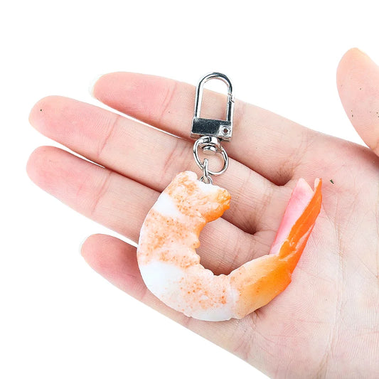 Lovely Funny Emulation Kiwei Shrimp Crayfish Seafood PVC Resin Metal Key Chain Purse Knapsack Dangle Model Charm Pendant Jewelry