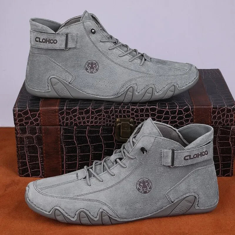 Men's Genuine Leather Shoes Ankle Boots 2024 Men Sneakers Outdoor Light Lace-Up Casual Shoes Fashion Loafers Winter Warm Boots