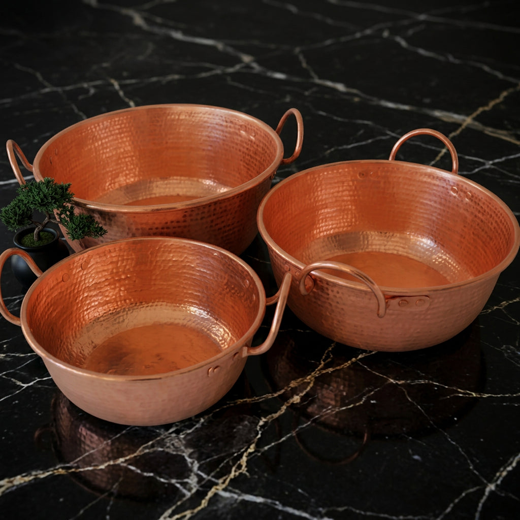 Handmade Pure Copper Customized Stew Jam Pot Thick Soup with Handle Deep Tableware