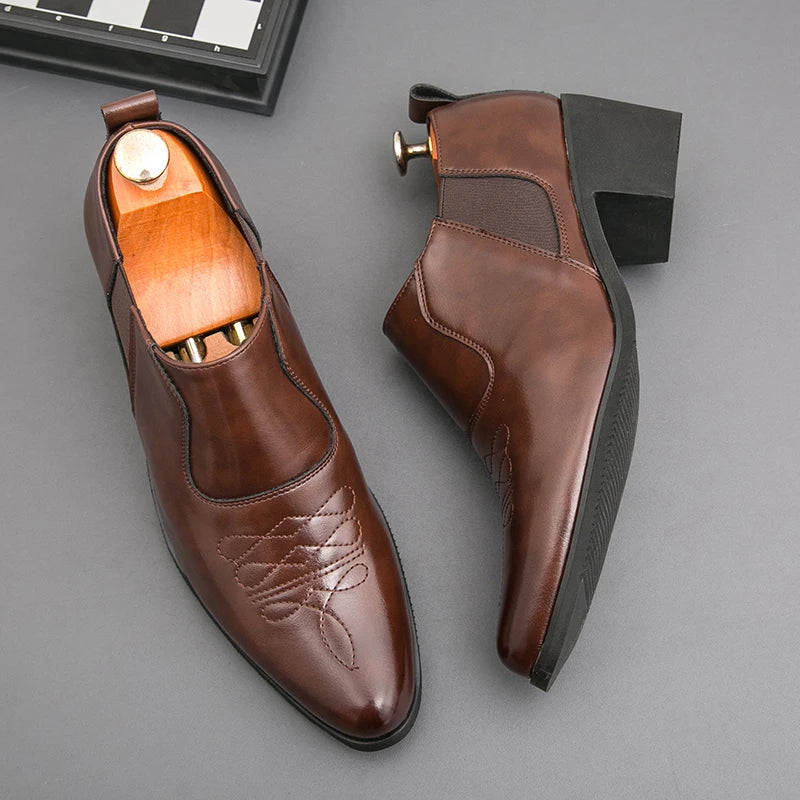 Spring New Men's Height Increased By 6 Centimeters Comfortable Leather Shoes Fashionable Business Attire Groom's Wedding Shoes
