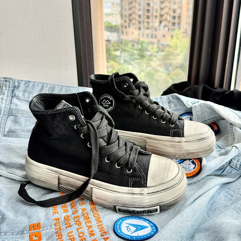 Sustainable Canvas Shoes Men Original Platform Shoes Comfort Retro Canvas Vulcanized Sneakers