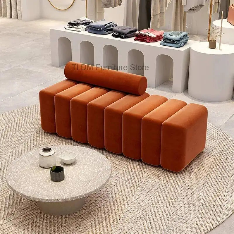 Bedside Bench Modern Creative Reception Coat Chair Light Luxury Fabric Casual Shoes Changing Stool 80x45x45cm