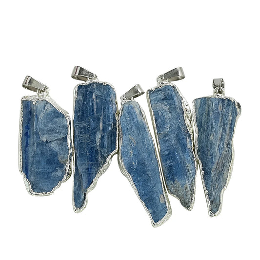 1PC Natural Sapphire Crystal Quartz Raw Ore Energy Stone Metal Trim Irregular Necklace Pendant Charm Dangle Jewelry Making Parts
