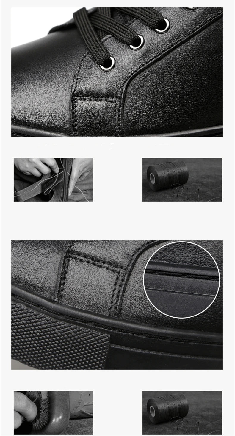 Man Elevator Shoes Height Increase Insoles High Heels Shoes 5-6CM Shoes Tall Shoes White Genuine Leather Shoes Men Sneakers