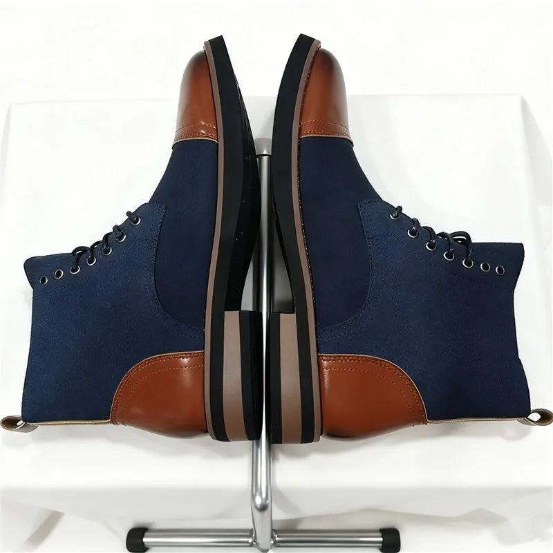High Quality Men's Autumn New Comfortable High Top Casual Leather Shoes Fashion Brand Men's Lace Up Non Slip Casual Short Boots