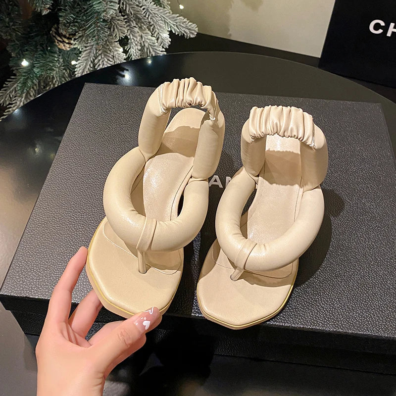 Sexy Flip Flops High Heels Slippers Women Summer Heart Shape Heel Sandals Lady Party Dating Strange Heels Slippers