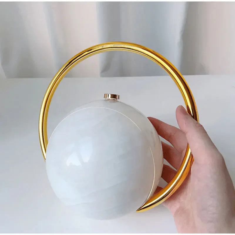  Designer Electroplating Circular Handle Handbag,Sphere Evening Elegant Clutch Purse,Women Fashion Marble Pattern Tote Bag