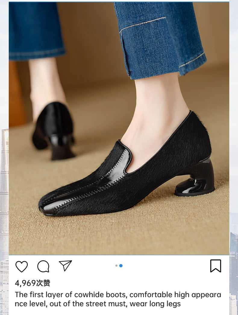 Ods Vintage Square Toe High Heels Pumps Women Autumn Shoes Party Dress 2021 Spring Footwear Retro Female Work Pumps Zapatillas