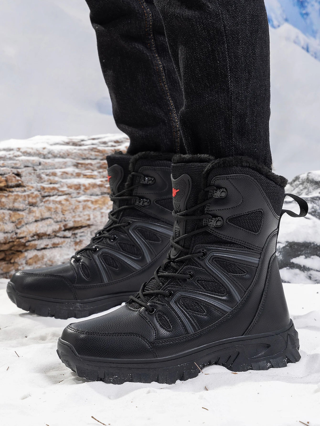 2026 Men Winter Outdoor Velvet Warm Snow Boots Walking Shoes Waterproof Ski Shoes High-Top Cotton Boots Thick Cotton Shoes