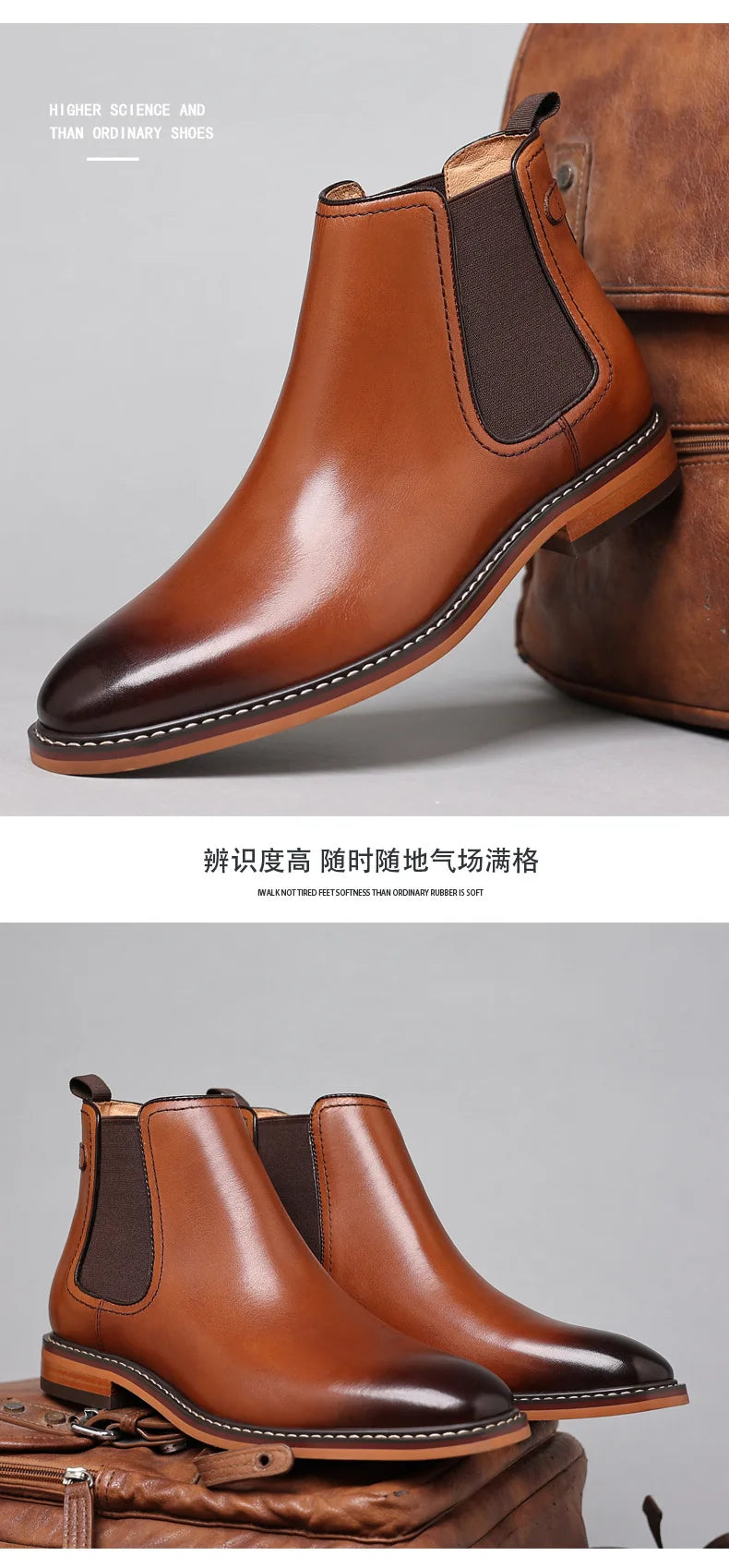Elegant Men's Chelsea Boots Genuine Cow Leather Handmade Boot Shoes Work Shoes For Formal Dress Wedding Business Party New