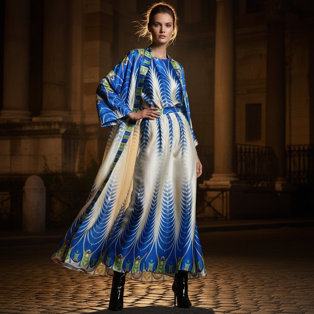 Retro positioning printed long cardigan+vest three piece set 2026 spring women's clothing+loose pants skirt fashion set