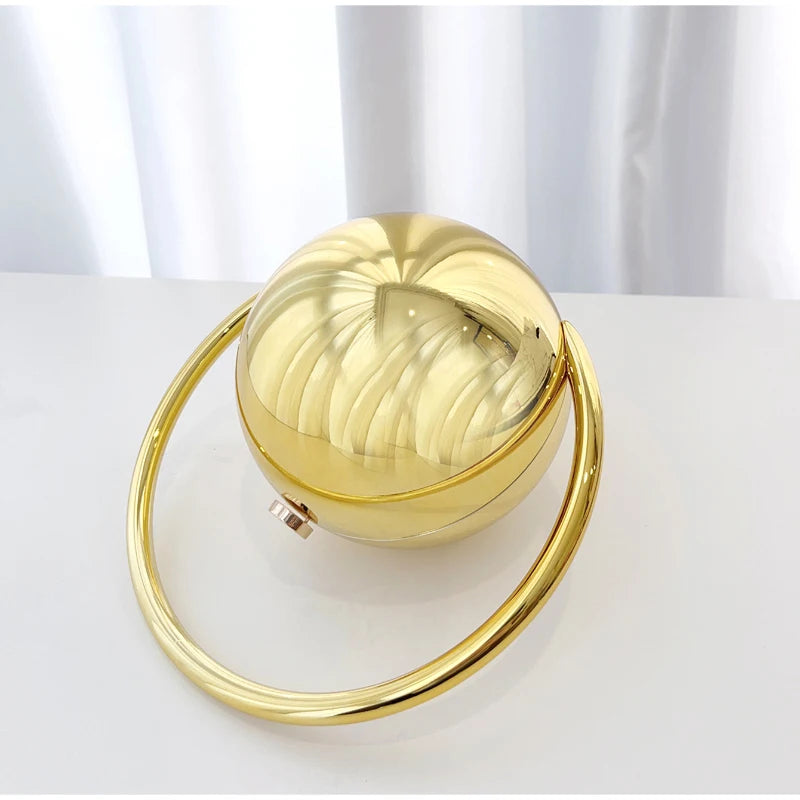 Designer Electroplating Circular Handle Handbag,Sphere Evening Elegant Clutch Purse,Women Fashion Marble Pattern Tote Bag
