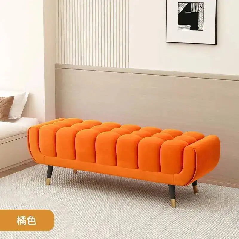 Living Legs  Luxury Entryway Tapered Velvet Bedroom Tufted Bench for Bench Room Upholstered Plump Cushion