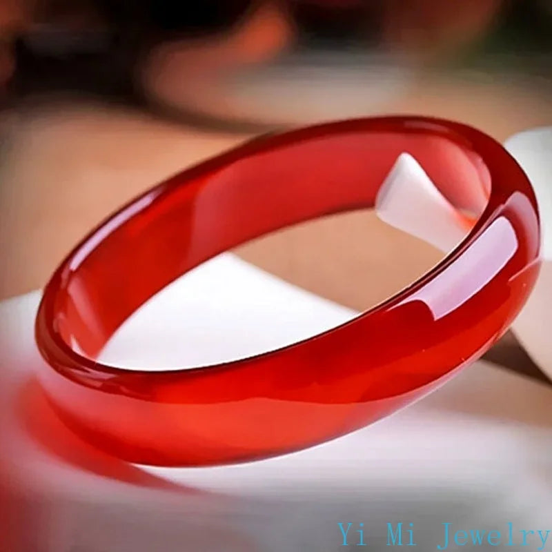Natural Jade Bracelet Women's Red Agate Jade Bracelet Ice Through Brazil Carnelian Bracelet Jade Bracelet Bangles with Charms