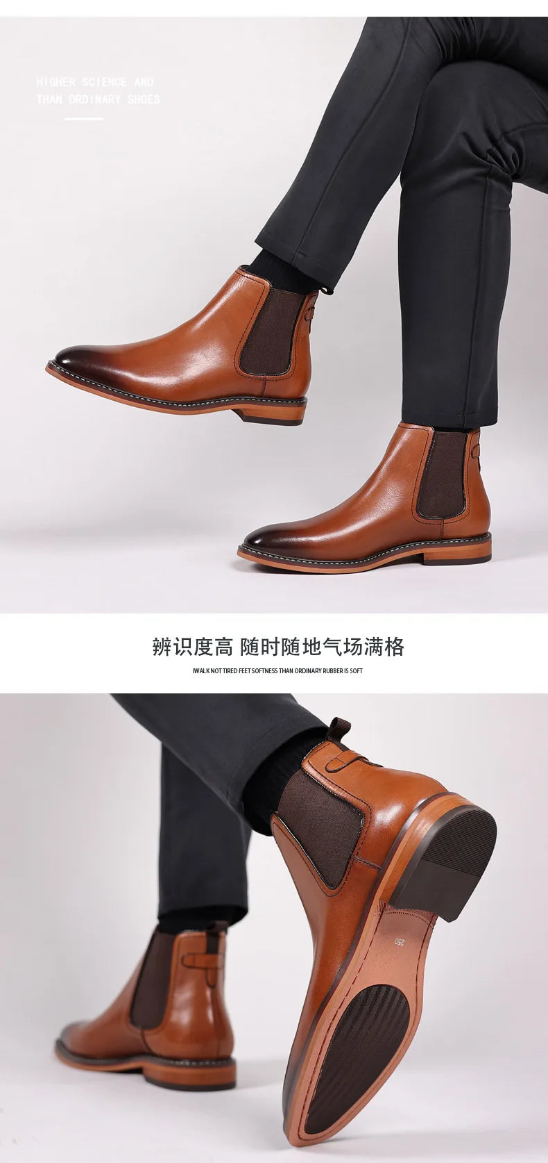 Elegant Men's Chelsea Boots Genuine Cow Leather Handmade Boot Shoes Work Shoes For Formal Dress Wedding Business Party New