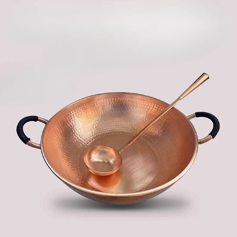 Artisan Hammered Copper Hot Pot Universal Heat Retention Cookware for All Stove Types Practical Soup Pot