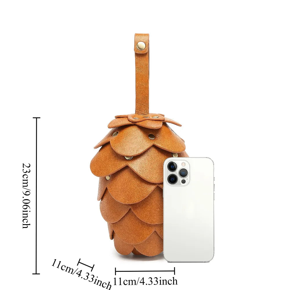 Men's Women's Fashion Personalized Creative Handbag Adult Unisex Retro 3D Pine Cone Shaped Shoulder Bag Couples Party Bag