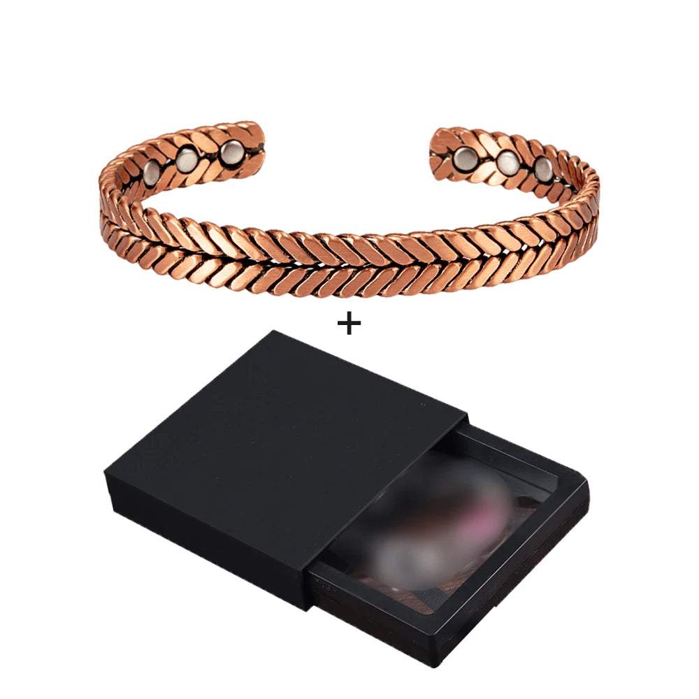 Vinterly Twisted Copper Magnetic Bracelets Arthritis Energy Rose Magnet Bangles Benefits Adjustable Open Cuff Jewelry for Women