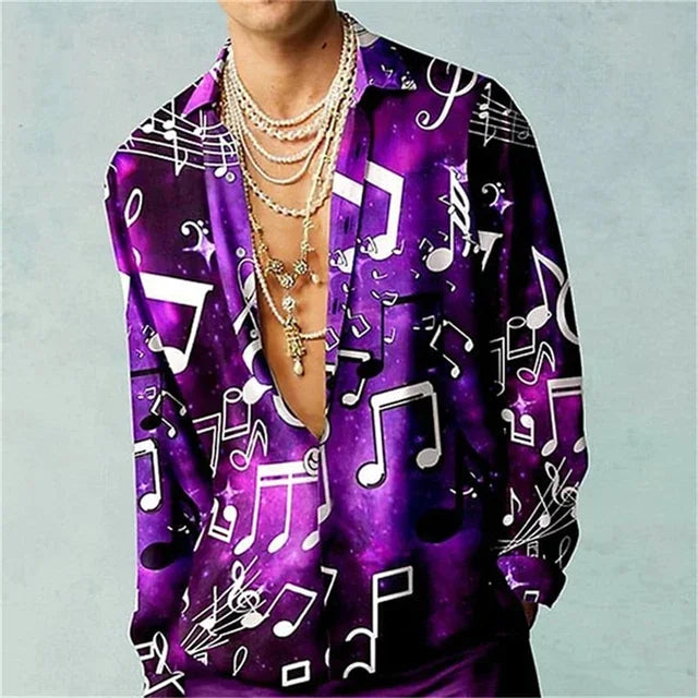Casual Simple Long Sleeve Shirt Men's Fall Men's Shirt Long Sleeve Men's Ethnic Style Graphic 3d Print Holiday Button Men's Shir