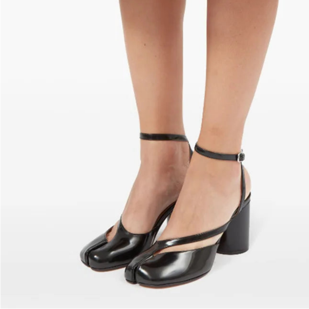 2025 New Fashion Patent Leather Cross Strap Tabi Women Sandals Summer Slingbacks Split toe Thick High heels Chunky Shoes Sandals
