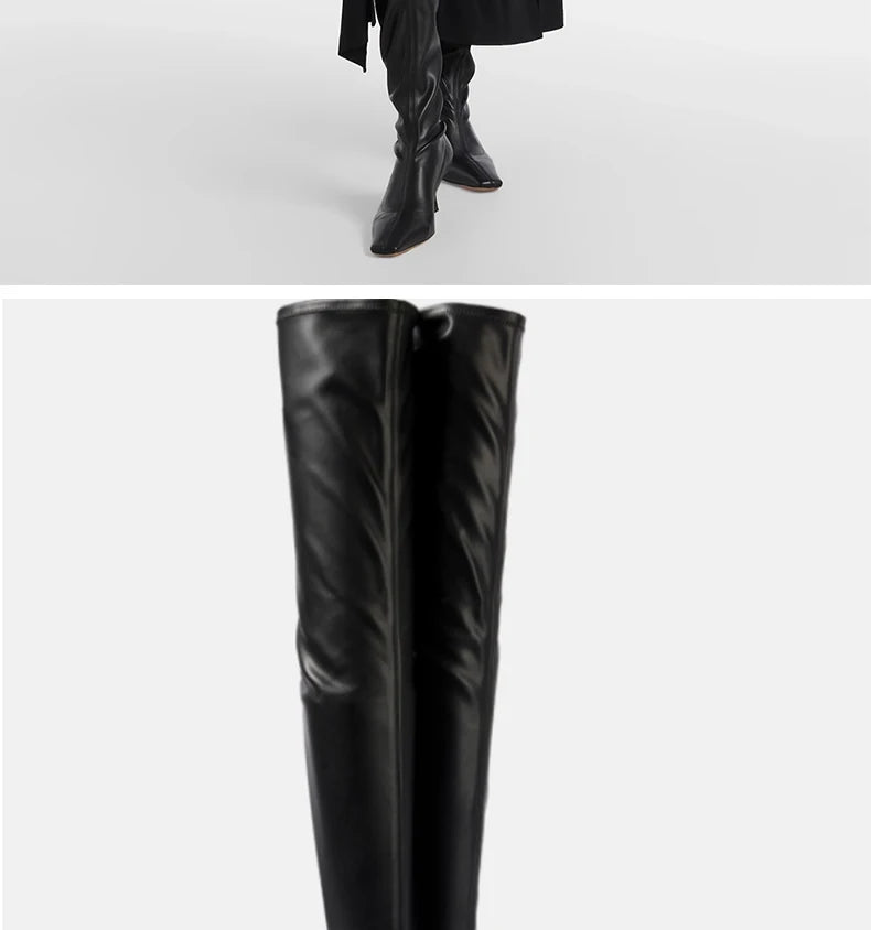 Ods Luxury Brand Black High Boots Women Heels Over the Knee Boot Sexy Zipper Nightclub Ladies Long Latex Shoes Big Size4143 4546