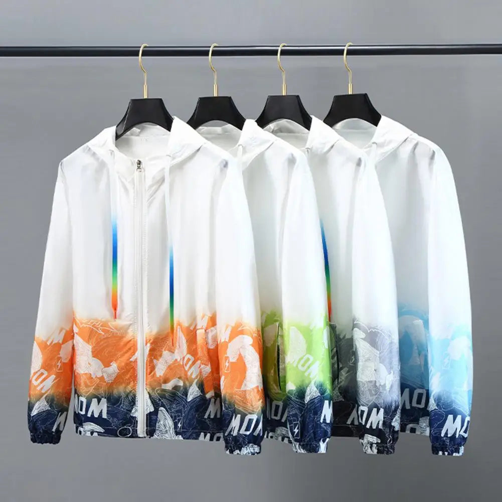 Ultra-light Trendy UV Protection Quick Drying Windbreaker Anti-wrinkle Windbreaker Jacket Gradient Print Daily Clothing