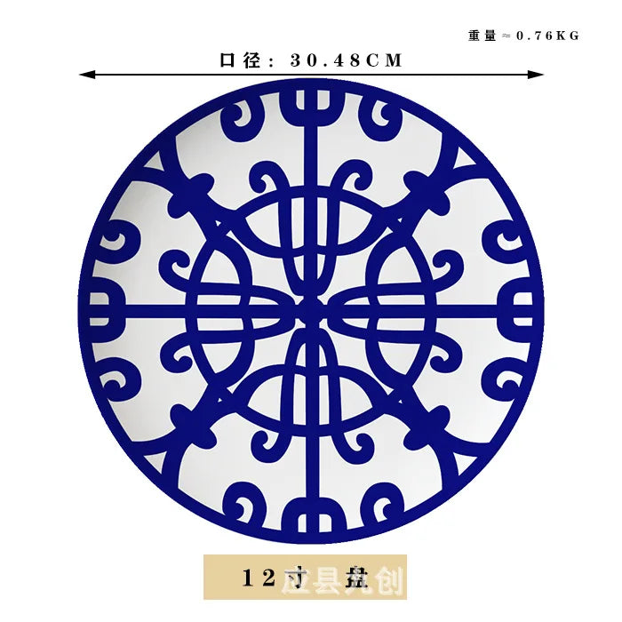 3 Color Ceramic Plate Hand-Painted Red Art Creative Round  Tableware Dinner Plates Set Charger Plates for Wedding Pasta Plate